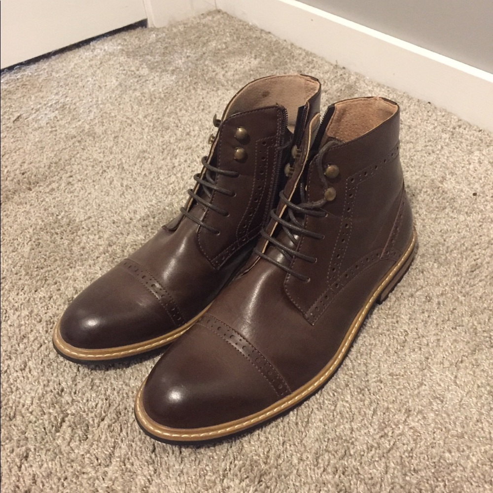 Bruno Marc Men’s Brown Leather High Top Dress shoe